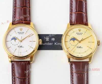 Swiss AAA Replica Rolex Cellini Moon phase Yellow Gold Watches 8217 Movement